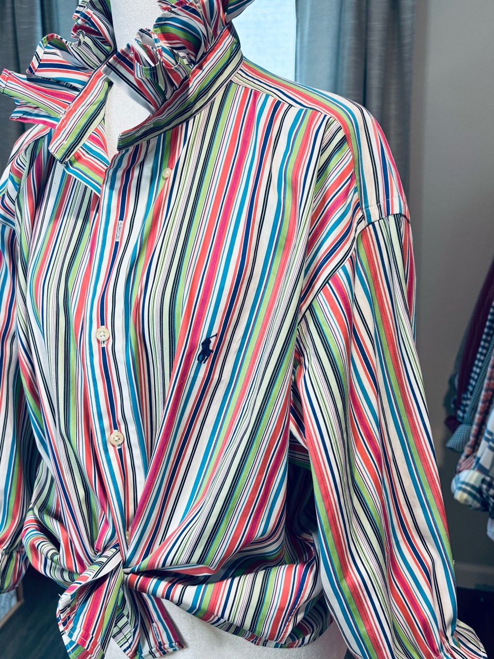 Polo by Ralph Lauren Multicolor Striped Ruffle-Collar Button-Down - Picture 5 of 11